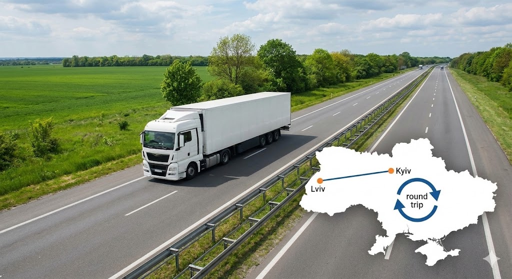 вантажівка їде по трасі